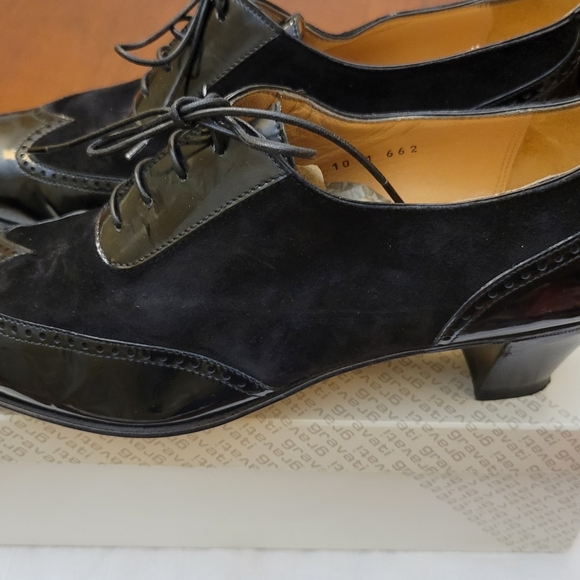 Gravati Black Suede Oxford w/ Black Patent Leather Cap Toe Size 10 - Picture 4 of 13
